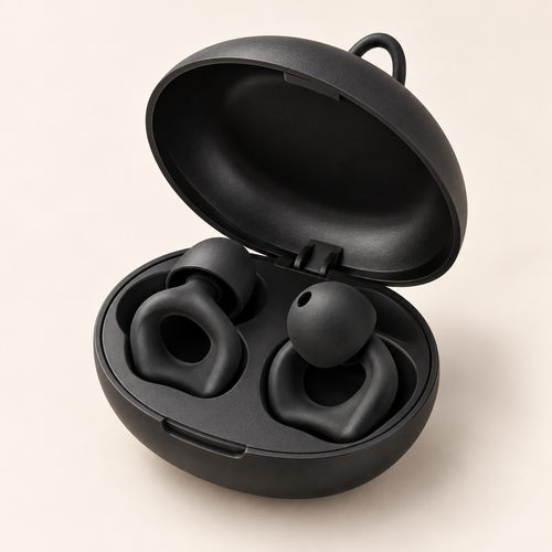 Elvira Earplugs in their storage case